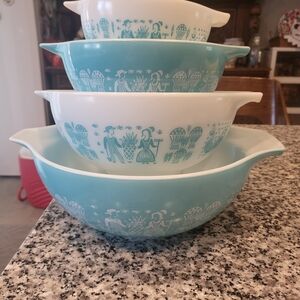 Vintage Blue and White Mixing Bowls